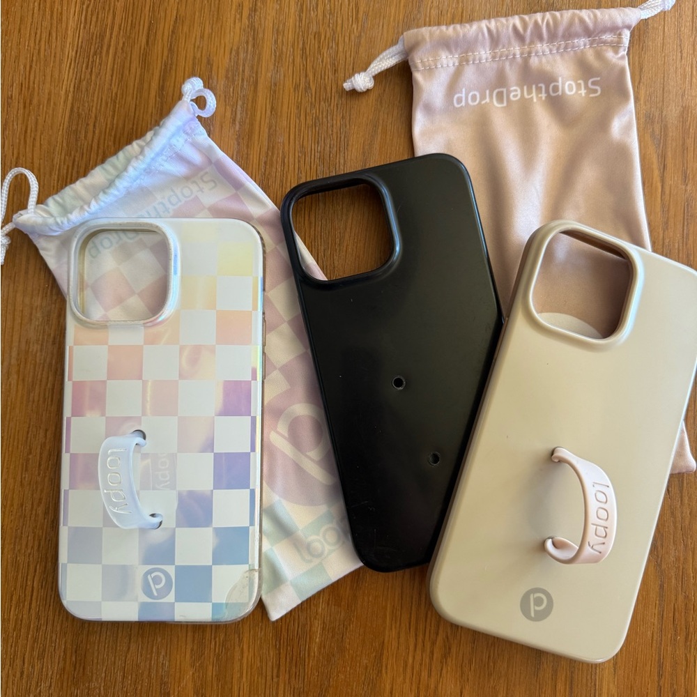 Loopy iPhone 13 ProMax Case Set - Checkered, Black, and Beige